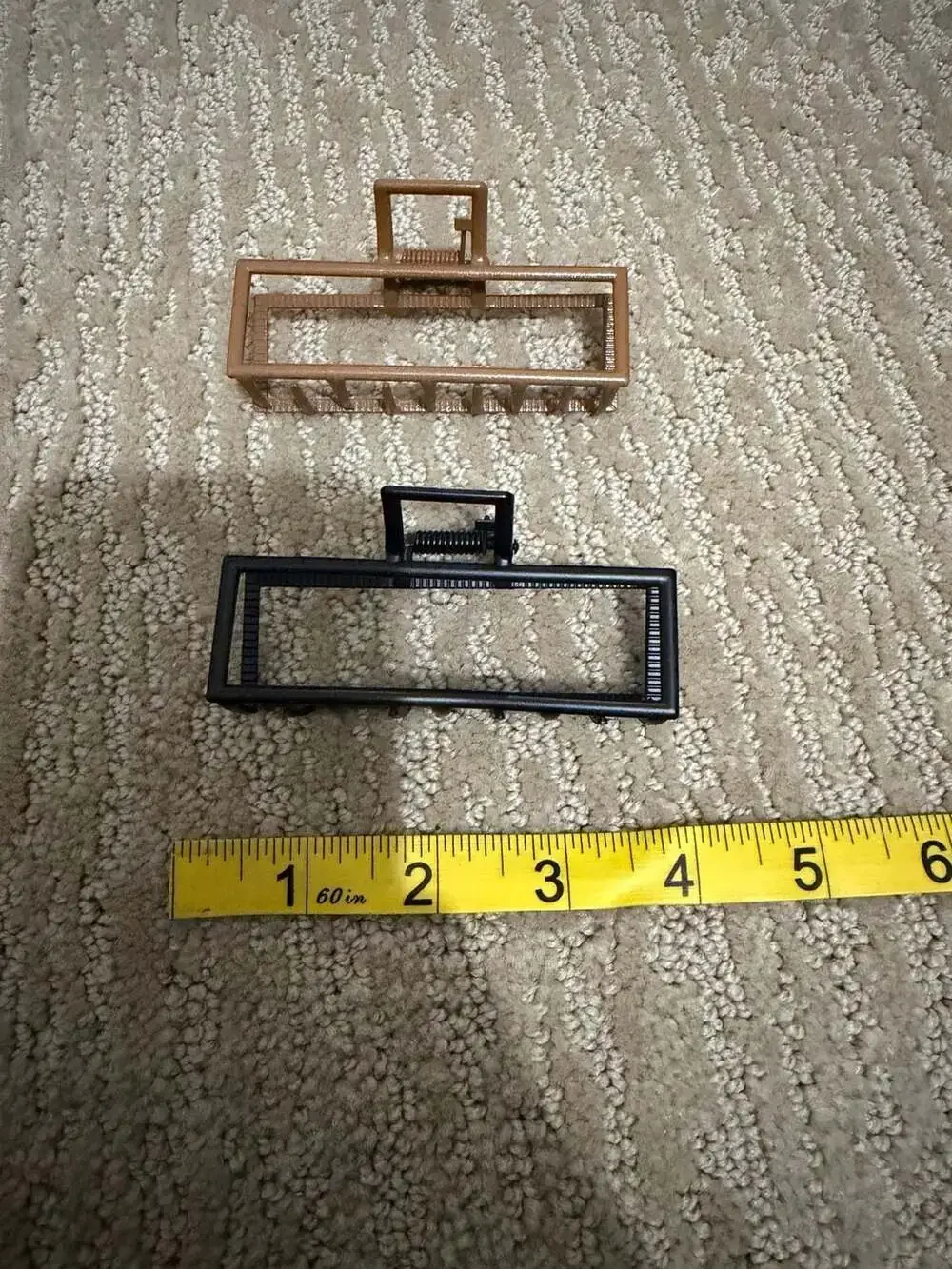 Set of 2 Rectangular Metal Hair Claw Clips Black and Bronze